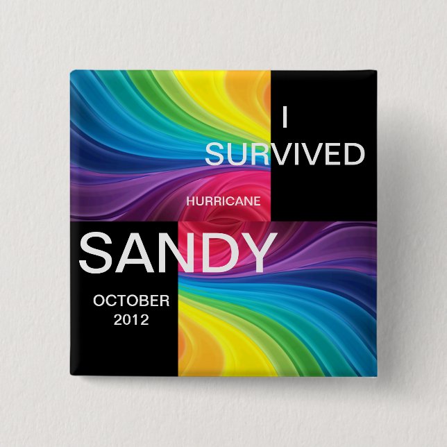 I SURVIVED HURRICANE SANDY 2012 15 CM SQUARE BADGE (Front)