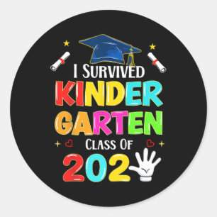 I Survived Kindergarten Graduation 2025 Graduate B Classic Round Sticker