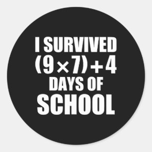 I Survived Math Equation 67 Days Of School  Classic Round Sticker