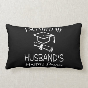 I survived my husbands masters degree graduation lumbar cushion