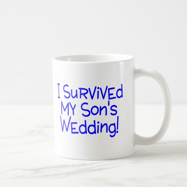 I Survived My Sons Wedding Blue Coffee Mug (Right)