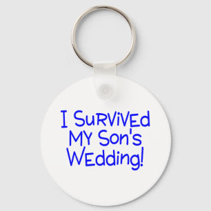 I Survived My Sons Wedding Blue Key Ring