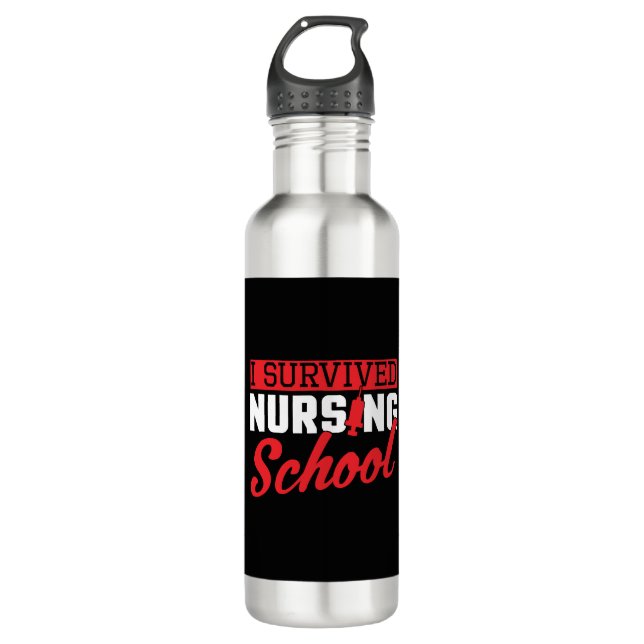 I Survived Nursing School Nurse Graduation 710 Ml Water Bottle (Front)
