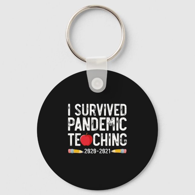 I Survived Pandemic Teaching 2020 2021 Apple Key Ring (Front)
