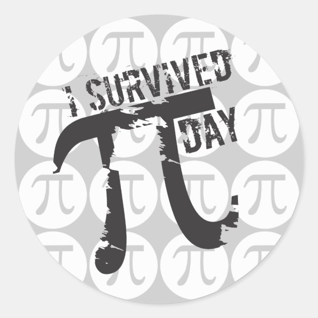 I Survived Pi Day - Funny Pi Symbol Stickers (Front)