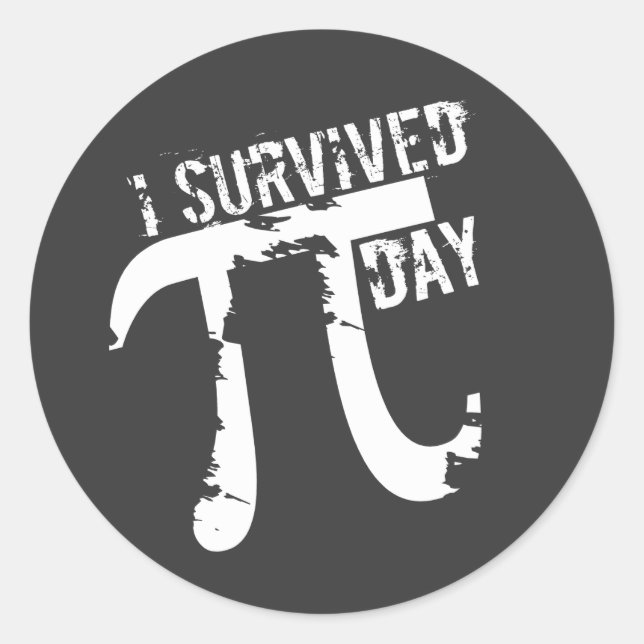 I Survived Pi Day - Funny Pi Symbol Stickers (Front)