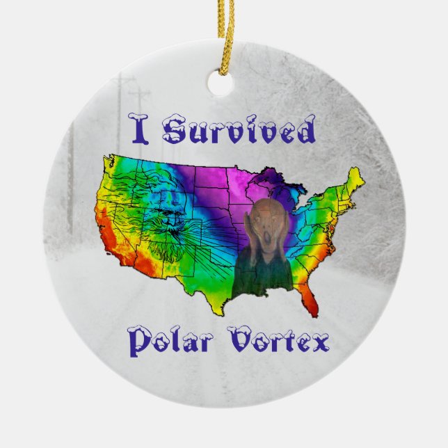 I Survived Polar Vortex Ceramic Ornament (Front)