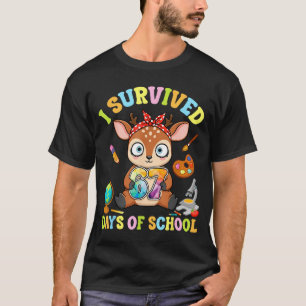 I Survived Six Seven Days Of School Cute Deer Stud T-Shirt