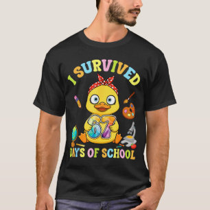 I Survived Six Seven Days Of School Cute Duck Stud T-Shirt