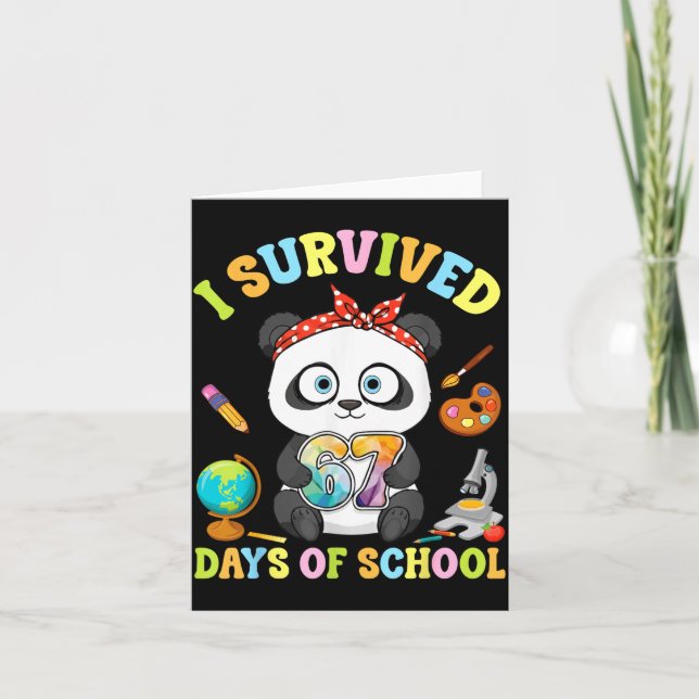 I Survived Six Seven Days Of School Cute Panda Stu Card (Front)