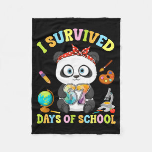 I Survived Six Seven Days Of School Cute Panda Stu Fleece Blanket
