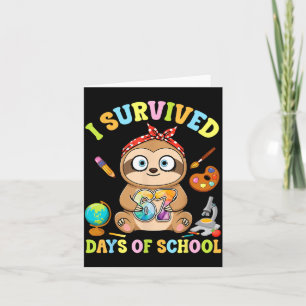 I Survived Six Seven Days Of School Cute Sloth Stu Card