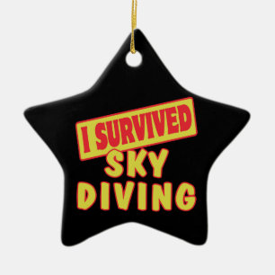 I SURVIVED SKYDIVING CERAMIC TREE DECORATION