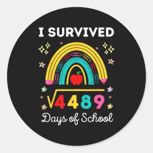 I Survived Square Root 4489 67 Days Of School Math Classic Round Sticker