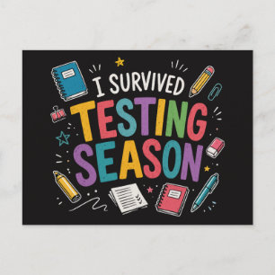 I Survived Testing Season School Humour Holiday Postcard