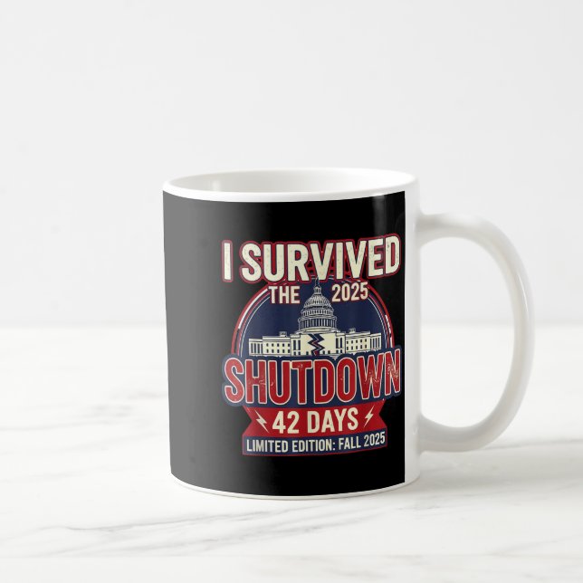 I Survived The 2025 Shutdown Funny Litical Quote  Coffee Mug (Right)