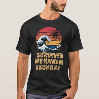 I Survived the Hawaii Tsunami Retro Sunset T-Shirt