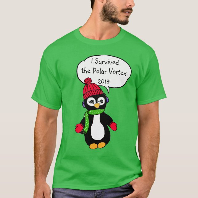 I Survived the Polar Vortex 2019 Funny Penguin T-Shirt (Front)