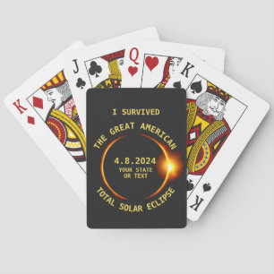 I Survived the Total Solar Eclipse 4.8.2024 USA Playing Cards