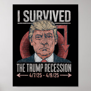 I Survived The Trump Recession 2025 Parody Vintage Poster