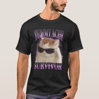 I Survived Today s Tummy Ache Silly Cat Meme Funny T-Shirt