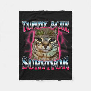 I Survived Today's Funny Tummy Ache Survivor Cat M Fleece Blanket