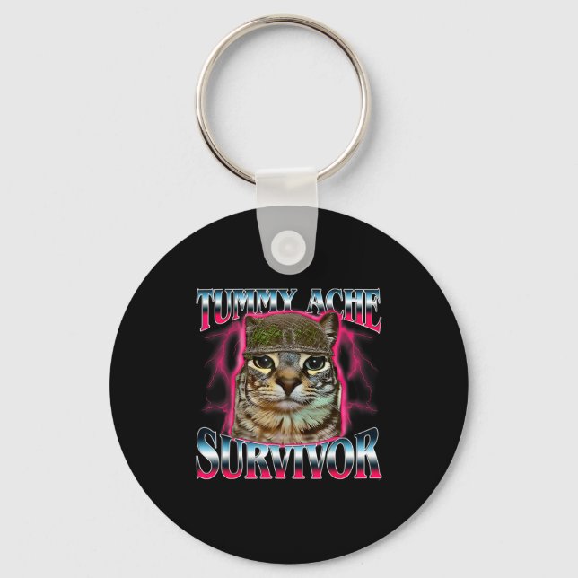 I Survived Today's Funny Tummy Ache Survivor Cat M Key Ring (Front)