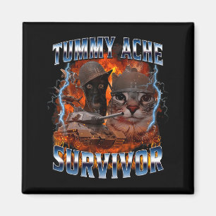 I Survived Today's Tummy Ache Funny Silly Cat Meme Magnet