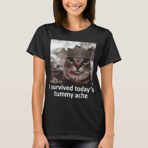 I Survived Today's Tummy Ache Groovy Funny Cat T-Shirt
