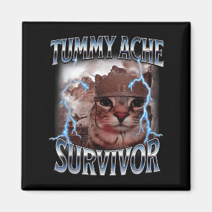 I Survived Todays Tummy Ache Survivor Funny Cat Me Magnet