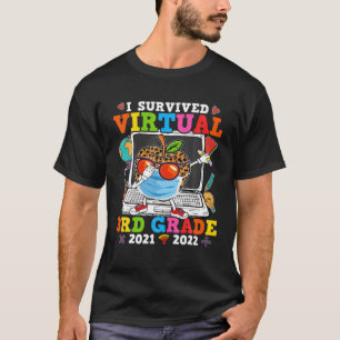 I Survived Virtual 3Rd Grade Leopard Apple Back To T-Shirt