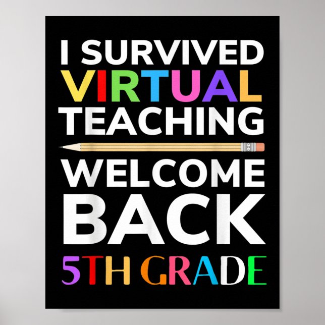I Survived Virtual Teaching Back To School 5th Gra Poster (Front)