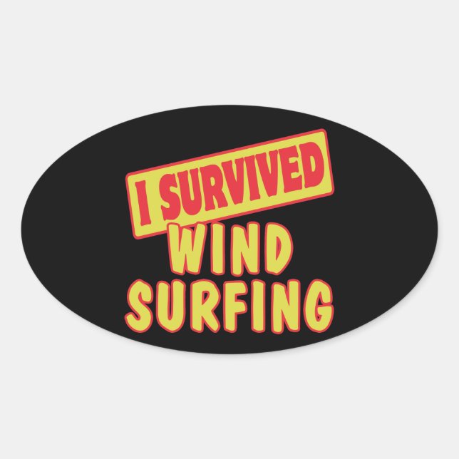 I SURVIVED WINDSURFING OVAL STICKER (Front)