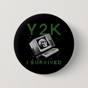 I Survived Y2K Millennium Bug Funny Retro Vintage 6 Cm Round Badge