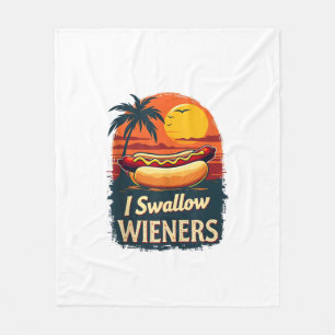 I Swallow Saucy Wieners Funny Adult Joke Hot Dogs  Fleece Blanket