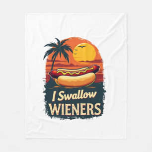 I Swallow Saucy Wieners Funny Adult Joke Hot Dogs  Fleece Blanket