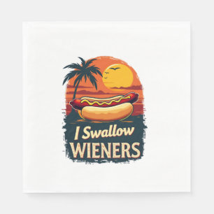 I Swallow Saucy Wieners Funny Adult Joke Hot Dogs  Napkin