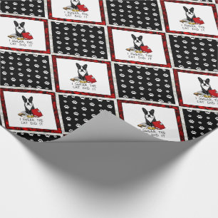I Swear, the Cat Did It Boston Terrier (black) Wrapping Paper