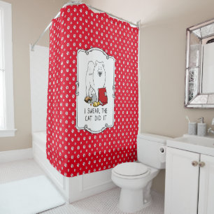 I Swear, the Cat Did It Samoyed Dog Shower Curtain