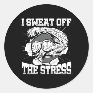 I Sweat Off The Stress Awareness Month Gym Bodybui Classic Round Sticker