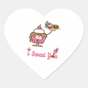 I Sweet You with a Cupcake Heart Sticker