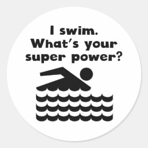 I Swim Super Power Classic Round Sticker