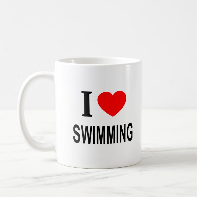 I ❤️ SWIMMING I LOVE SWIMMING I HEART SWIMMING COFFEE MUG (Left)