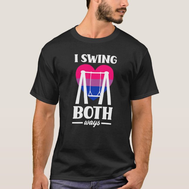 I Swing Both Ways Funny Bi Pride Flag Bisexual Pre T-Shirt (Front)