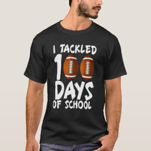 I Tackled 100 Day Of School Football Mask 100th Da T-Shirt