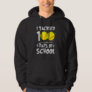 I Tackled 100 Day Of School Softball 100th Day Sch Hoodie