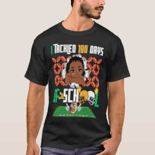 I Tackled 100 Days 100th Day Of School Boys Footba T-Shirt