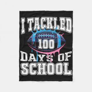 I Tackled 100 Days Football Boys Kids 100th Day Of Fleece Blanket