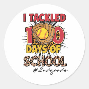 I Tackled 100 Days Of 2nd Grade Softbyll Leopard K Classic Round Sticker