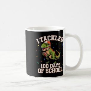 I Tackled 100 Days Of School Dino T-rex Footll Kid Coffee Mug